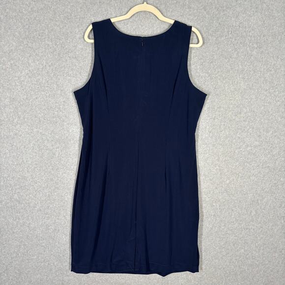 Joan Rivers Dress XL Navy Knee Knit Slinky Stretch Capsule Career Church Office - Picture 7 of 13